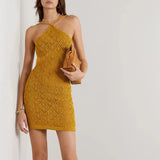 High-End Summer Women's Temperament High-End Slings Bare Back Hollow Short Dress