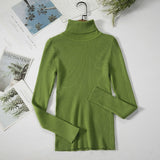 2021 Autumn Winter Sweater Knitted Women Khaki Long Sleeve Slim Casual Turtleneck Pullover Ladies White