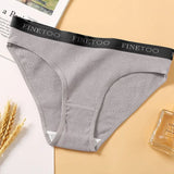 New Women's Cotton Briefs FINETOO Low Waist Underwear Sexy Female Underpants Intimates Ladies Lingerie 8 Solid