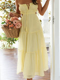 Ruched Tie-Up Strappy Maxi Dress-Outfit