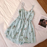 Sleeveless Floral Women Jumpsuits Summer Beach Wide Leg Overalls Fashion Korean Playsuits Bohemian Print Strap