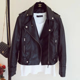 Zingj Female Short Spring And Autumn Pu Leather Coat Korean Version Fashion Large Size Women's Wear Slim Lapel Student Motorcycle Leather