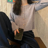 Zingj Korean Version Of 2024 New Loose Short Outside Cardigan Candy Color Age Reduction Pure Color Long Sleeve Sweater Women's Clothing-Outfit