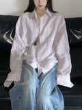 Zingj Autumn New Lazy Wind Relaxed Striped Shirt Coat Female Loose And Versatile Sunscreen Long-Sleeve