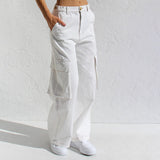 Loose Wide Leg Straight Leg Multi-Pocket Cargo Jeans-Outfit