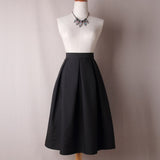 Womens Solid 2022 Midi Skirts Summer Ladies Black Pleated Ball Gown Skater XXXL White Office Wear Tutu