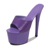 Zingj Patent Leather Mop High Heels With Sexy Black Waterproof Platform Hate Day Superb High Slippers Female