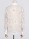 Zingj 2024 New Fashion Lapel Heavy Industry Organza Embroidery Three-Dimensional Flower Sequin Splice Design Sense