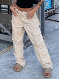 Cargo Pants Baggy Jeans Women Fashion 90s Streetwear Pockets Wide Leg High Waist Straight Y2k Denim Trousers