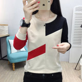 Long Sleeve White T Shirt Women Patchwork Vintage Loose Basic Tshirt Korean Style Streetwear T-shirt Autumn Winter