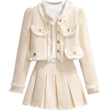 Zingj Fragrant Wind Suit Skirt Female Autumn Winter 2024 New Hot Style Temperament Small Feeling Small Dress Two Sets-Outfit