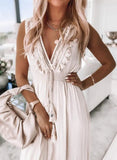 Swing Color V-neck Mid-waist Pullover Lace Waist-controlled Large Hem
