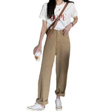 Zingj Hanging Jeans Women's Autumn Pants High Waist Slim Straight Pants Loose With Wide Leg Pants Pants-Outfit