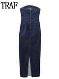 Off Shoulder Denim Dress Woman Blue Corset Long Dress Women Midi Bodycon Dresses For Women 2023 Elegant Party