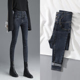 Women Jeans Fitting High Waist Slim Skinny Femme Jeans Faux Leather Jeans,Stretch Female Jeans,Pencil