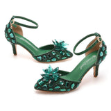 Cm Large-Size Sandals Fine Heel Head Crystal Glass High Heel Sandals Champagne Gold Banquet Dinner Women's