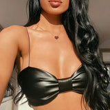 Black Pu Leather Bralette-Outfit