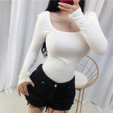 2021 T shirt Women Clothes Sexy Slim Cotton Long Sleeve Casual White Female T-Shirt Summer Tops Black Tee Shirt