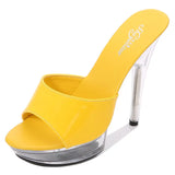 Zingj Leather 13Cm15cm Special High Heels With Sexy Waterproof Platform Hate Day Superb High Slippers Female