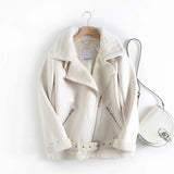 Winter Women Faux Lamb Leather Jacket Streetwear New Autumn Female Thickness Sheepskin Loose Coat with Belt