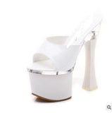 Zingj Foreign Keys Hate Day High Nightclub Super High Heels Sandals Women's Work Shoes Runway Show Pole Dancing Shoes Crystal