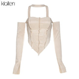 Fashion Casual Sexy Off Shoulder Halter T Shirt For Women Autumn New Streetwear Stretch Wild Basic Top Slim