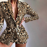 Spot 2025 Autumn And Winter Hot Style Fashion Leopard Print Casual Shorts Suit Suit