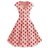 Printed Short Midi Casual 50s Dress Cap Sleeve A Line Swing Vintage Party Jurken Pin Up Rockabilly Women
