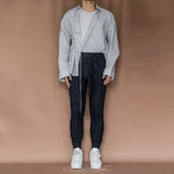 Lace-up Zipper Little feet Pants For Men Drawstring Mid Waist Pants 2021 Autumn Casual Men Slim Knitted Cropped