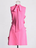 Design Sense A Skirt 2025 New Fashion Straight Sleeveless Three-Dimensional Flowers Spliced With