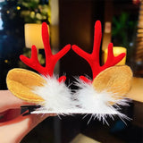 Women Girls Cartoon Christmas Antlers Hairpins New Year Sweet Hair Decorate Barrettes Hair Clips Novelty Hair