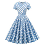 Retro Style High Waist Sexy V-Neck Wrap Polka Dot Flare Dresses Women Summer Midi Gowns Elegant Party Cotton Vintage