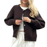 Solid Buttoned Cardigan-Outfit