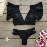 2025 New Sexy Brazilian Bikini Wrinkle Split Body Swimsuit Women Print Lotus