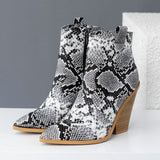 design Ankle Boots Women Pu Leather Wedges High Heels Western Boots Pointed Toe Zipper Fashion Autumn Winter Women's