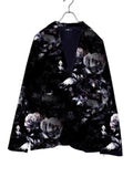 Women's Suit Collar Button Pocket Fashion Floral Print A Buckle Small
