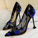Shoes Woman Pumps Flower Embroidery Lace High Heels Sexy Party Shoes Stiletto Fashion Women Heels Mesh Women