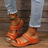 Slope And Embroidered Cool Slippers Women Wish Thick Bottom Outside Wearing PU Bottom Retro Beach
