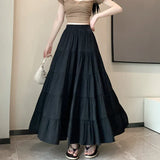 Solid Color High Waist Umbrella Maxi SkirtOutfit