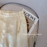 Chinese Style Jacquard Straight Trousers In Autumn High Waist Sagging Wide Leg Trousers Plate Buckle Acetic Acid Satin Casual