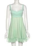 Green Frill Mini Dress-Outfit