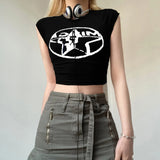 Spring / Summer Women's Fashion Street Trend Hot Girl Star Printed Short-Sleeved Slim