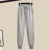 Zingj Summer Fashion Suit Female Net Red New Short Sweater Sweater With Sweatpants Casual Two Sets-Outfit