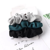 Silk Scrunchies Print Leopard Scrunchie Set Elastic Hair Bands Solid Color Fashion Headwear Women Hair Accessories