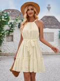Summer 2025 New Solid Color Casual Neck Sleeveless Waist