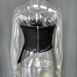 Strapless PU Leather Asymmetrical Top- Outfit
