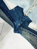 Denim Bow Polka Dot Printed Butterfly Chain Mini Skirt- Outfit