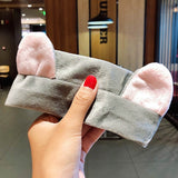 Face Hair Holder Hairbands Soft Warm Coral Fleece Bow Animal Ears Headband For Women Girls Turban Fashion Hair