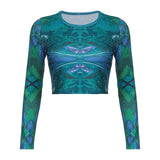 Grunge Harajuku Printed Crop Top T Shirt Women 2021 Autumn Basic Long Sleeve Gothic T-shirt Ladies Streetwear