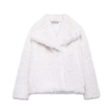 Autumn New Women's Temperament Collar Artificial Leather Effect Short Coat